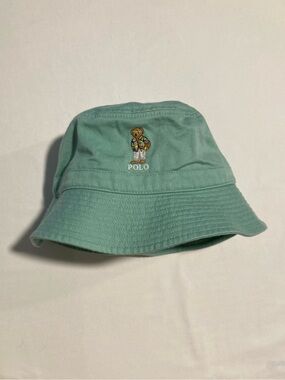 Polo by Ralph Lauren Mint Green Bucket Hat with Embroidered Bear